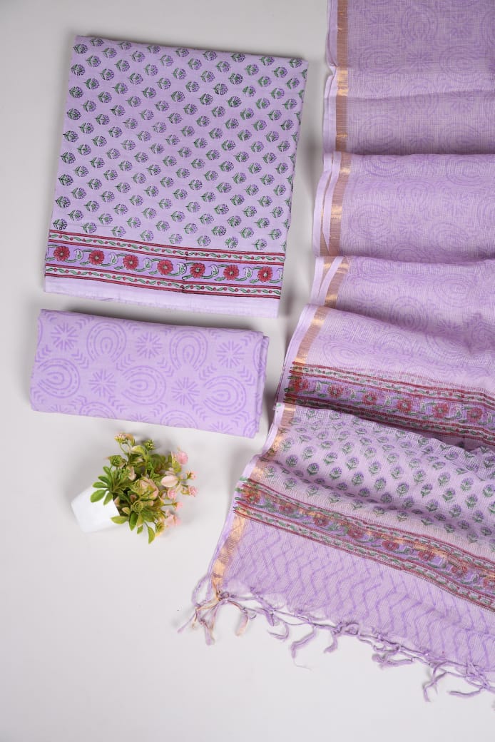 JAIPURI BLOCK PRINTED COTTON SUIT WITH KOTA DUPPATA (CKS79)