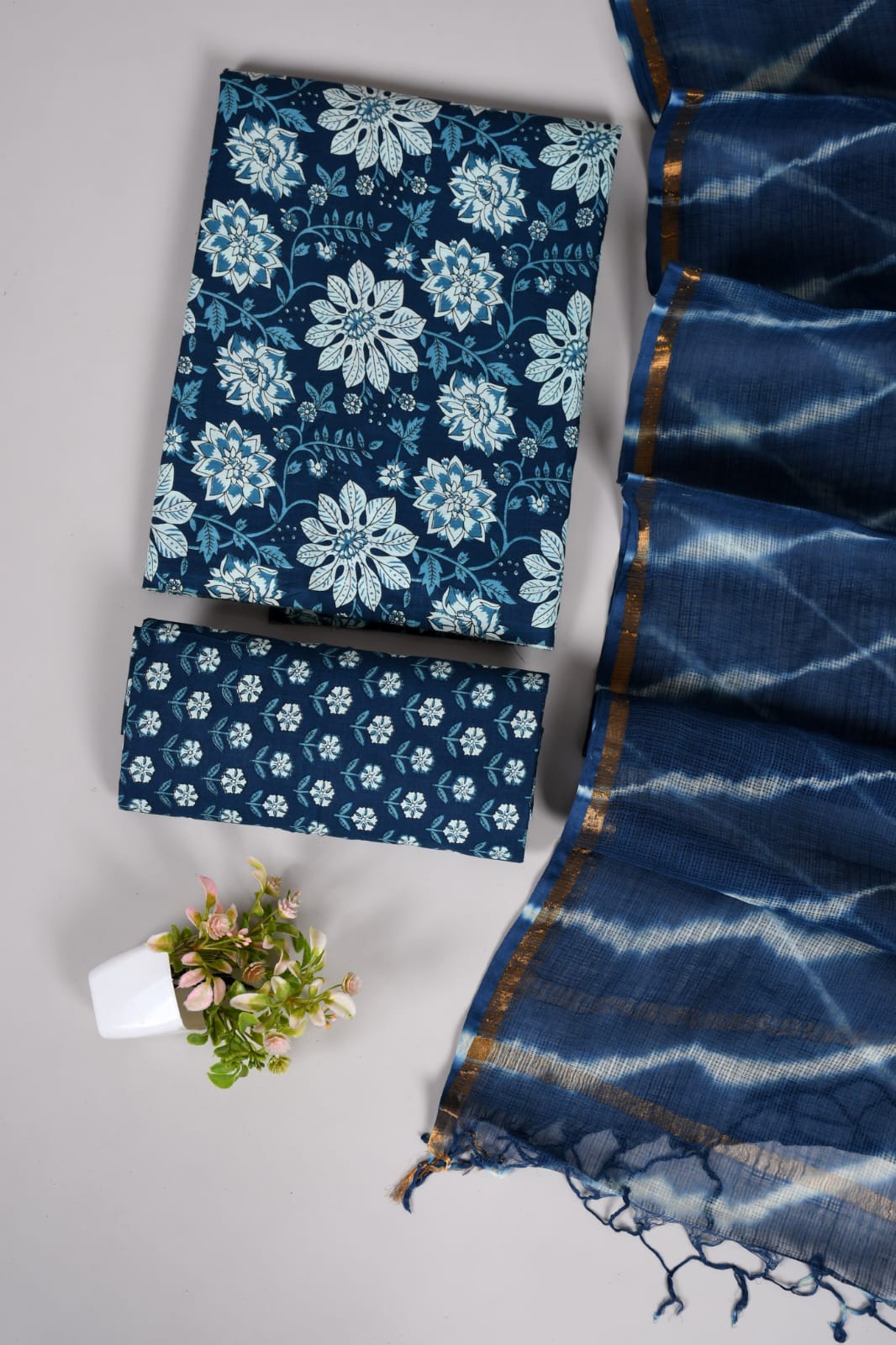 JAIPURI BLOCK PRINTED COTTON SUIT WITH KOTA DUPPATA (CKS81)