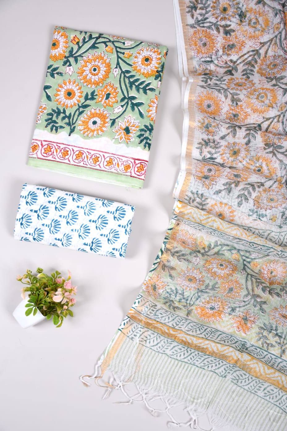 JAIPURI BLOCK PRINTED COTTON SUIT WITH KOTA DUPPATA (CKS82)