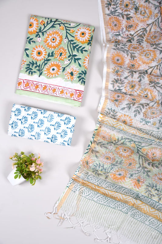 JAIPURI BLOCK PRINTED COTTON SUIT WITH KOTA DUPPATA (CKS82)