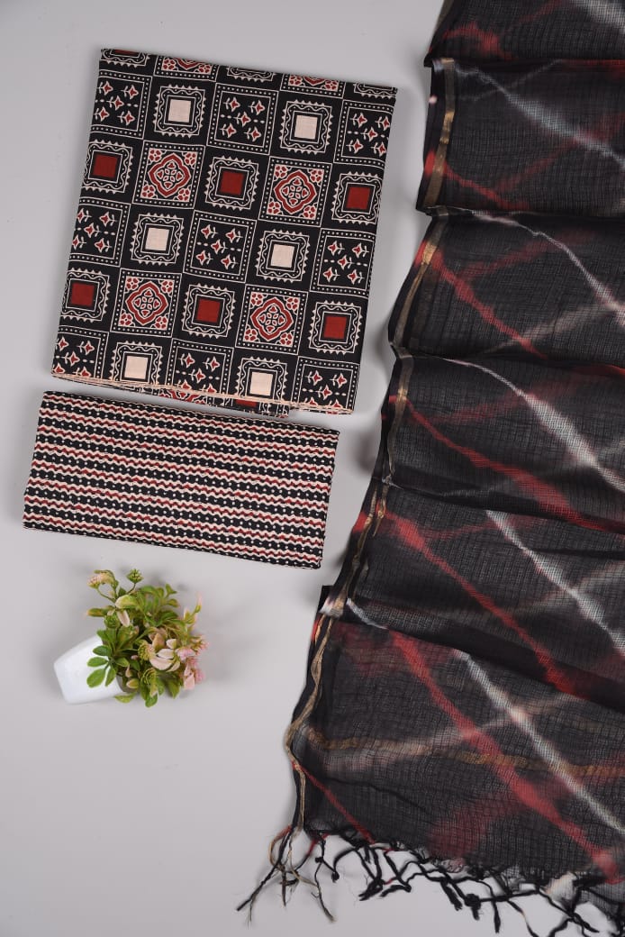 JAIPURI BLOCK PRINTED COTTON SUIT WITH KOTA DUPPATA (CKS68)