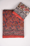 HAND BLOCK BAGRU PRINTED KOTA DORIYA SAREE WITH MULMUL BLOUSE (KDS59)
