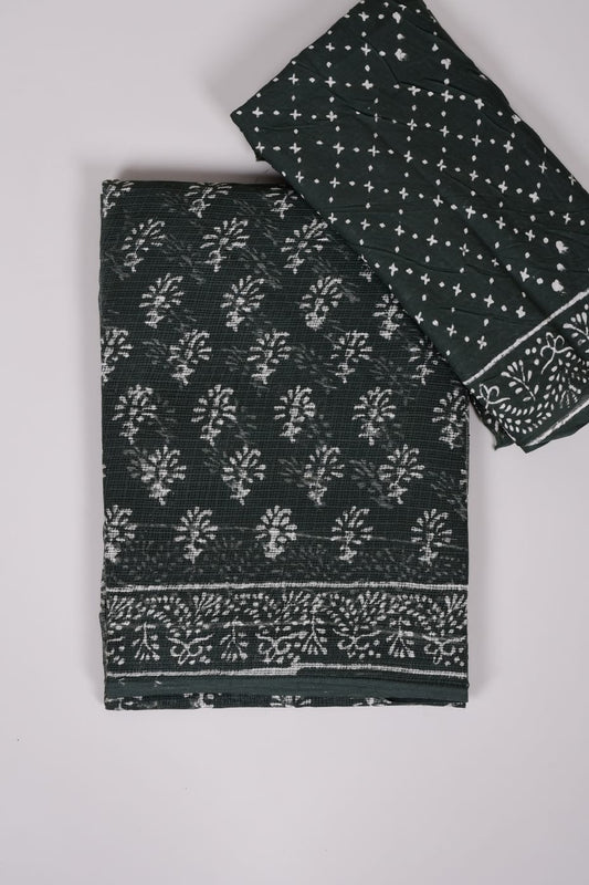 HAND BLOCK BAGRU PRINTED KOTA DORIYA SAREE WITH MULMUL BLOUSE (KDS63)