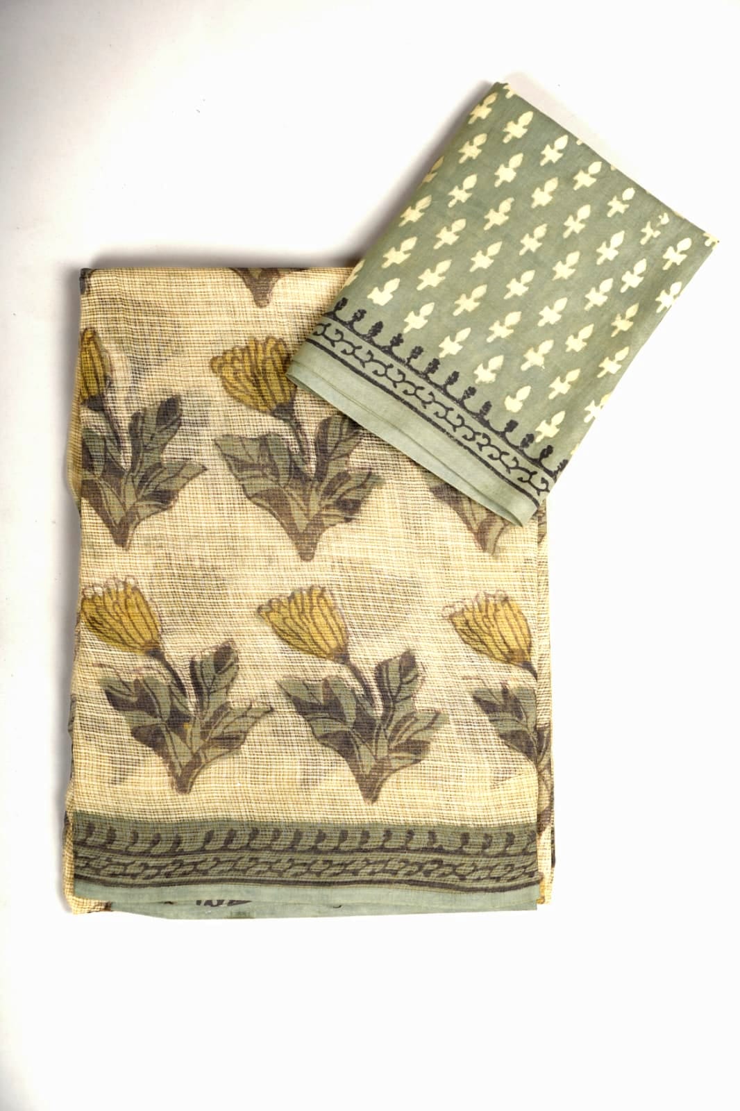 HAND BLOCK BAGRU PRINTED KOTA DORIYA SAREE WITH MULMUL BLOUSE (KDS70)