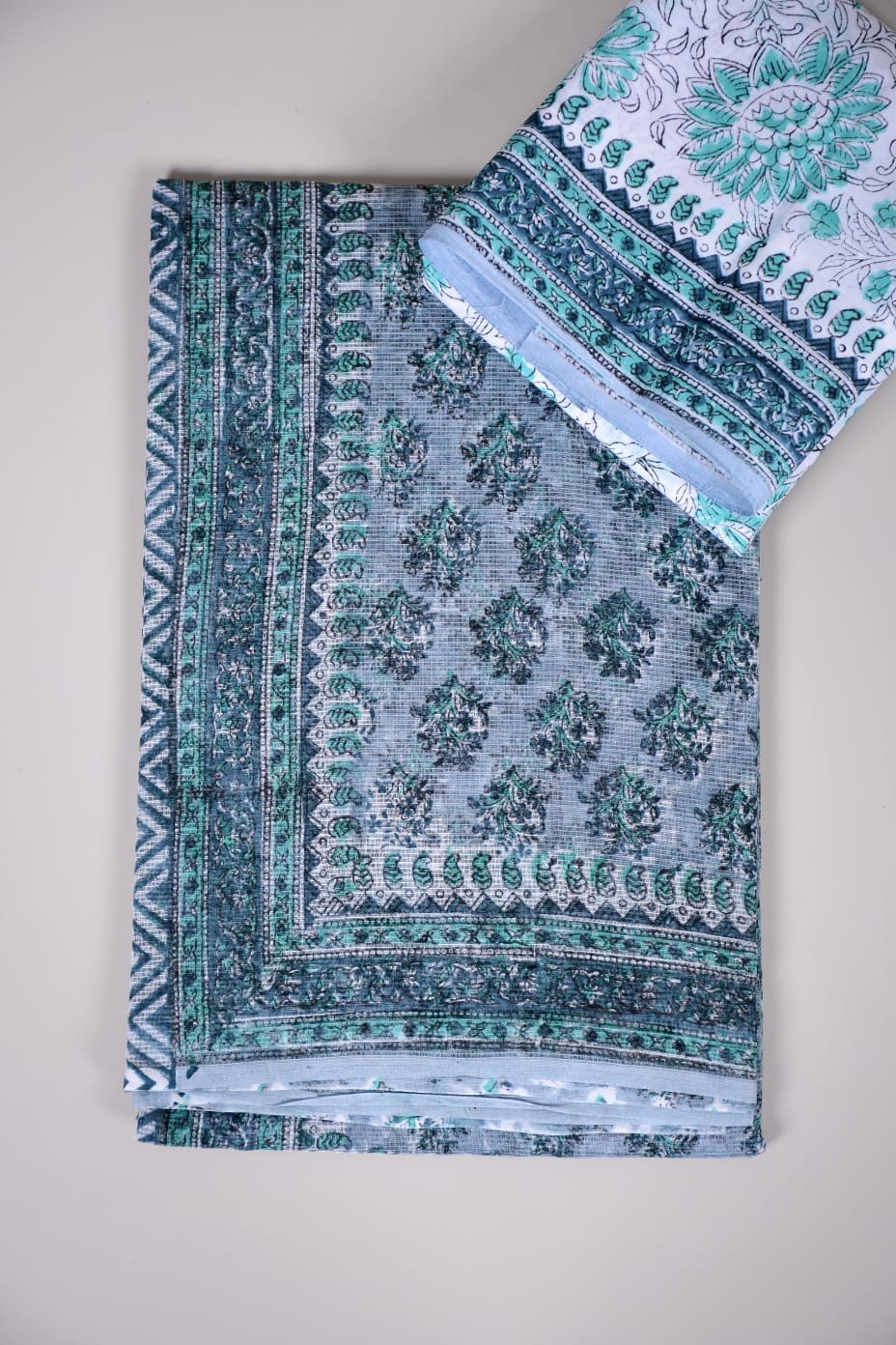 HAND BLOCK BAGRU PRINTED KOTA DORIYA SAREE WITH MULMUL BLOUSE (KDS71)