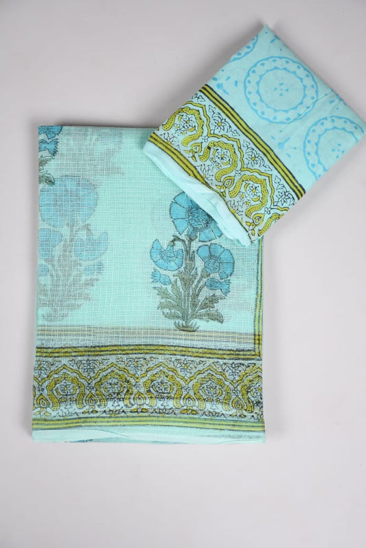 HAND BLOCK BAGRU PRINTED KOTA DORIYA SAREE WITH MULMUL BLOUSE (KDS74)