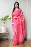 Bagru Hand Block Printed Chanderi Silk Saree with Blouse (CSS84)