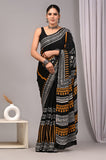 Ajrakh Hand Block Bagru Vanspati Printend Modal Silk Saree with Blouse (CID51)