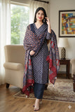 Ajrakh Printed "Stitched" Cotton Suits With Cotton Ajrakh Mulmul Dupatta (ASS1)