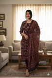 Ajrakh Printed "Stitched" Cotton Suits With Cotton Ajrakh Mulmul Dupatta (ASS8)