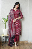 Ajrakh Printed "Stitched" Cotton Suits With Cotton Ajrakh Mulmul Dupatta (ASS10)