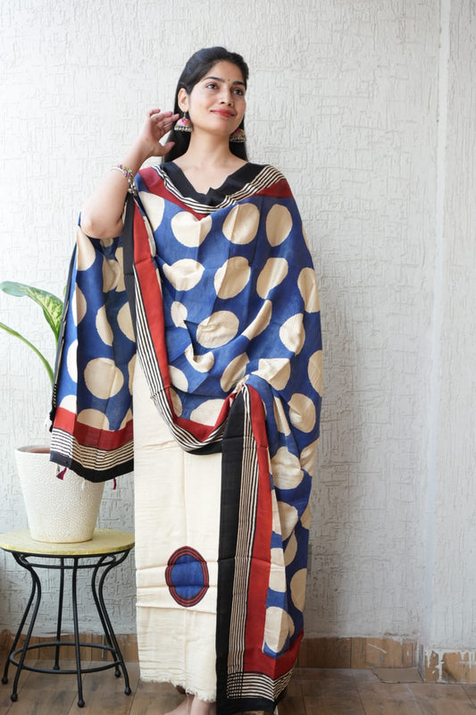 Vanaspati Ajrakh Hand Block Printed Suits Modal Silk Fabric (CIT43)