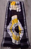 HAND BLOCK BLACK & WHITE PRINTED COTTON LINEN SAREE WITH BLOUSE  (LCS84)