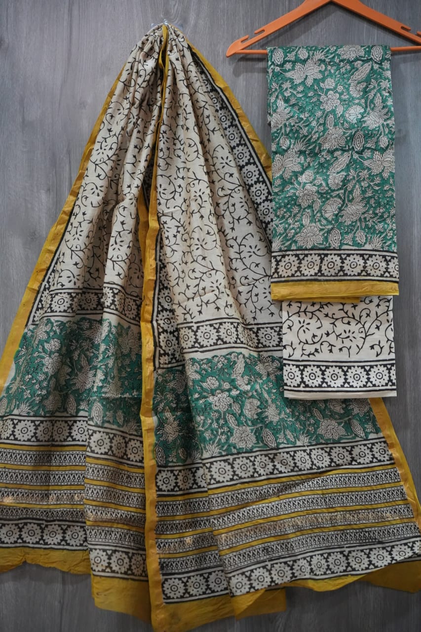 Jaipuri Block Printed Chanderi Silk Suits (CIN73)