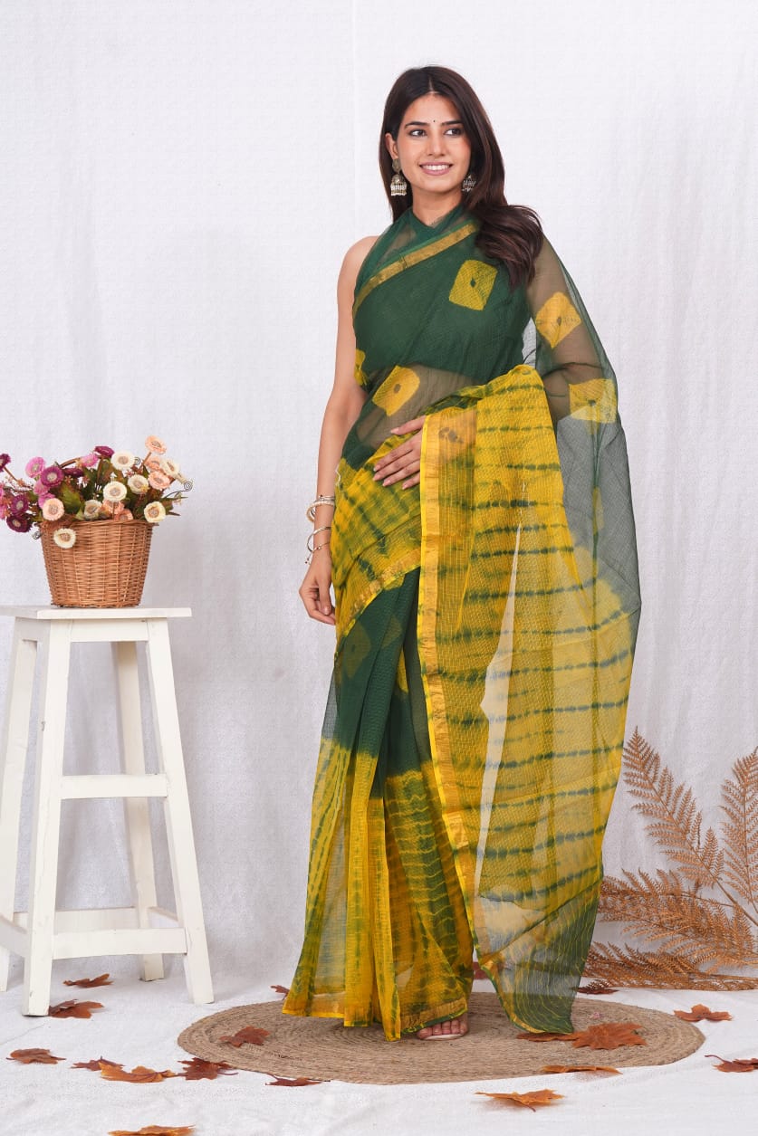 Jaipuri Block Printed Cotton Kota Doriya Saree (CIS61)