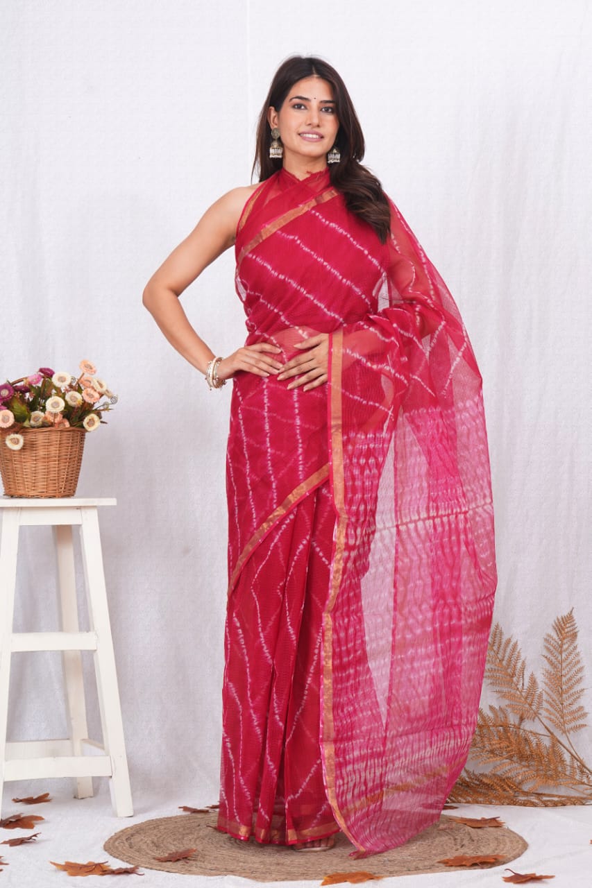 Jaipuri Block Printed Cotton Kota Doriya Saree (CIS66)