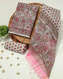 HAND BLOCK PRINTED KOTA DORIYA SUIT WITH KOTA DORIYA DUPPATA (FKS64)