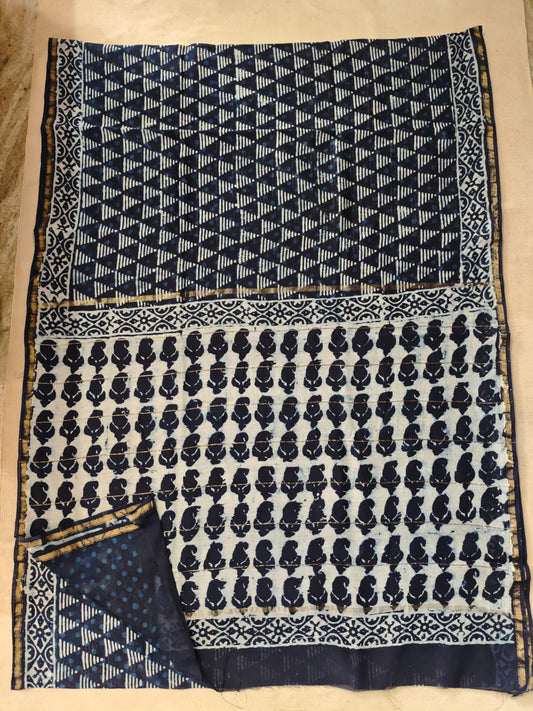 Bagru Hand Block Printed Chanderi Silk Saree with Blouse (CSS97)