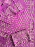 HAND BLOCK PRINTED COTTON 3-PIS SUIT WITH MULMUL DUPPATA (CMS19)