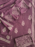 HAND BLOCK PRINTED COTTON 3-PIS SUIT WITH MULMUL DUPPATA (CMS21)