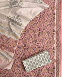 HAND BLOCK PRINTED COTTON 3-PIS SUIT WITH MULMUL DUPPATA (CMS24)