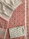 HAND BLOCK PRINTED COTTON 3-PIS SUIT WITH MULMUL DUPPATA (CMS25)