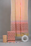 HAND BLOCK PRINTED COTTON 3-PIS SUIT WITH MULMUL DUPPATA (CMS37)