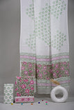 HAND BLOCK PRINTED COTTON 3-PIS SUIT WITH MULMUL DUPPATA (CMS41)