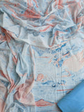 HAND BLOCK PRINTED COTTON 3-PIS SUIT WITH MULMUL DUPPATA (CMS65)
