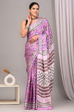 Ajrakh Hand Block Bagru Vanspati Printend Modal Silk Saree with Blouse (CID67)