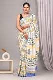 Ajrakh Hand Block Bagru Vanspati Printend Modal Silk Saree with Blouse (CID66)