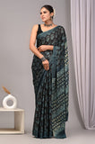 Ajrakh Hand Block Bagru Vanspati Printend Modal Silk Saree with Blouse (CID70)