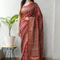 AJRAKH PRINTED PURE DOLA SILK SAREE WITH BLOUSE (MS20)