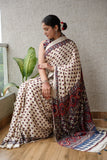HAND BLOCK PRINTED AJRAKH MODAL SILK SAREE (CIG16)
