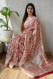Jaipuri Hand Block Bagru Printed Maheshwari Silk Saree With Blouse (MSS76)