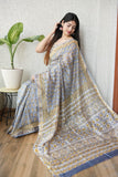 Jaipuri Hand Block Bagru Printed Maheshwari Silk Saree With Blouse (MSS130)