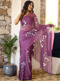 Hand Brush Painted Chiffon Saree with Blouse ( CIA35)