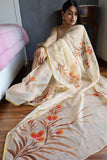 Hand Brush Painted Chiffon Saree with Blouse ( CIA25)