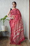 Bagru Hand Block Printed Chanderi Silk Saree with Blouse (CSS98)