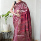 AJRAKH PRINTED PURE DOLA SILK SAREE WITH BLOUSE (MS40)