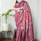 AJRAKH PRINTED PURE DOLA SILK SAREE WITH BLOUSE (MS42)