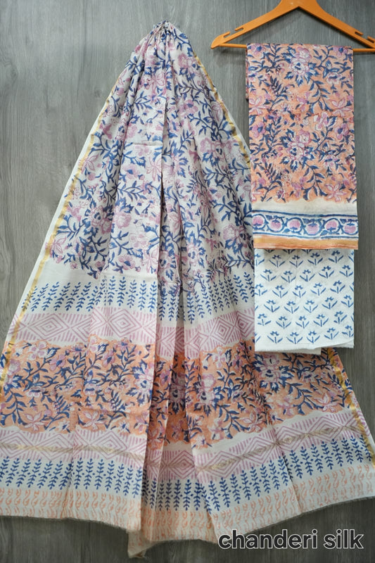Jaipuri Block Printed Chanderi Silk Suits (CIN75)