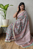 Jaipuri Hand Block Bagru Printed Maheshwari Silk Saree With Blouse (MSS141)