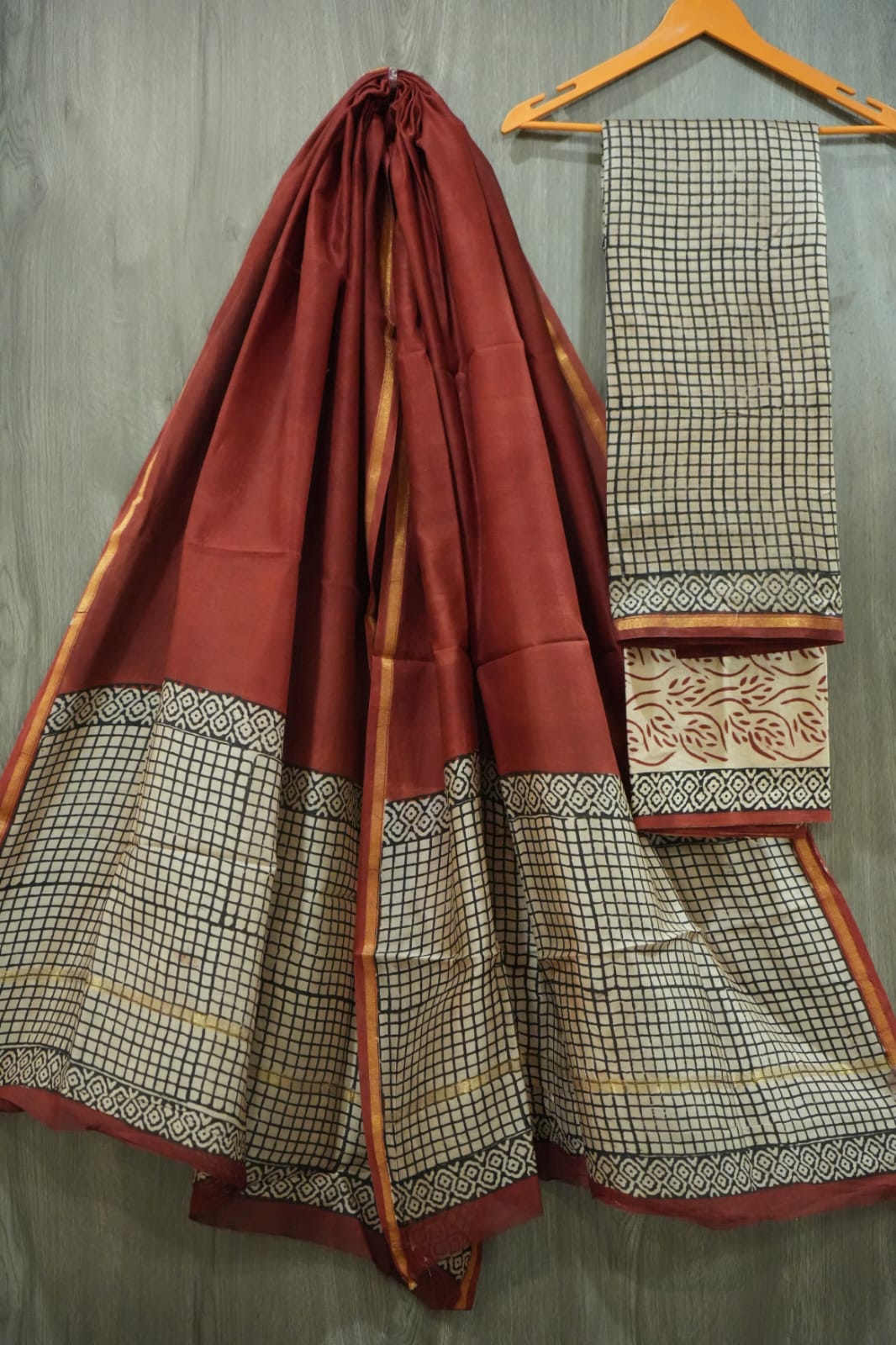 Jaipuri Block Printed Chanderi Silk Suits (CIN83)