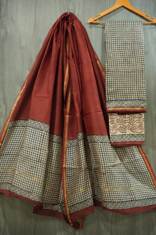 Jaipuri Block Printed Chanderi Silk Suits (CIN83)