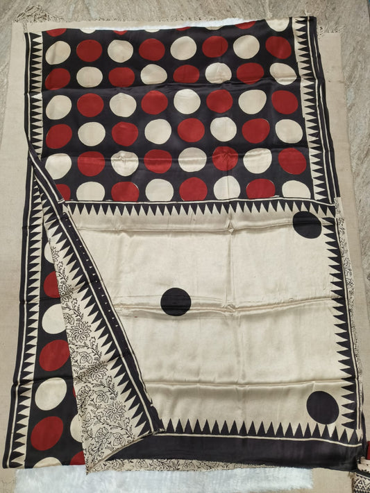 Ajrakh Hand Block Bagru Vanspati Printend Modal Silk Saree with Blouse (CID81)