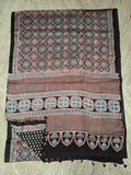 HAND BLOCK PRINTED AJRAKH MODAL SILK SAREE (CIG64)