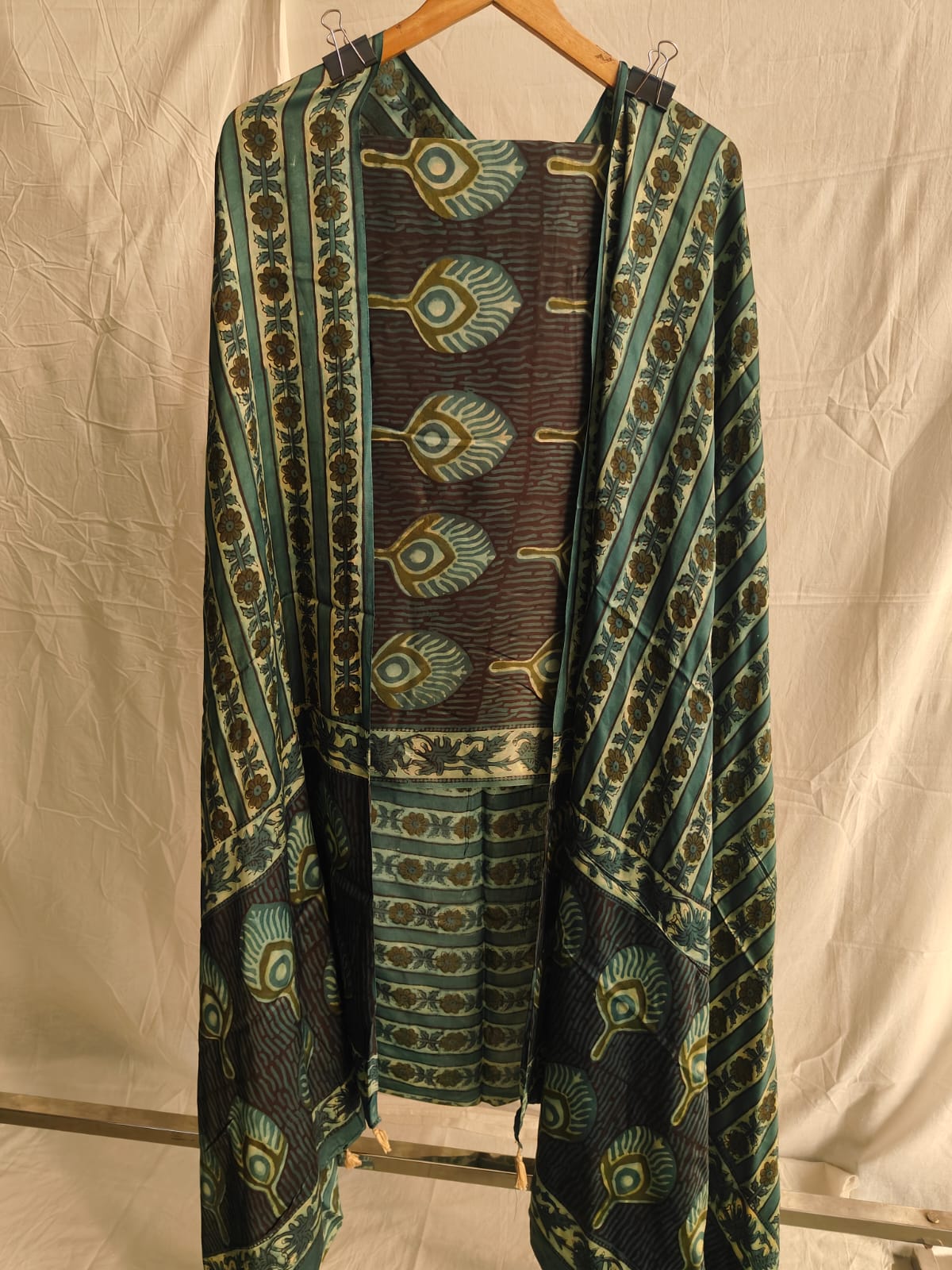 Vanaspati Ajrakh Hand Block Printed Suits Modal Silk Fabric (CIT49)