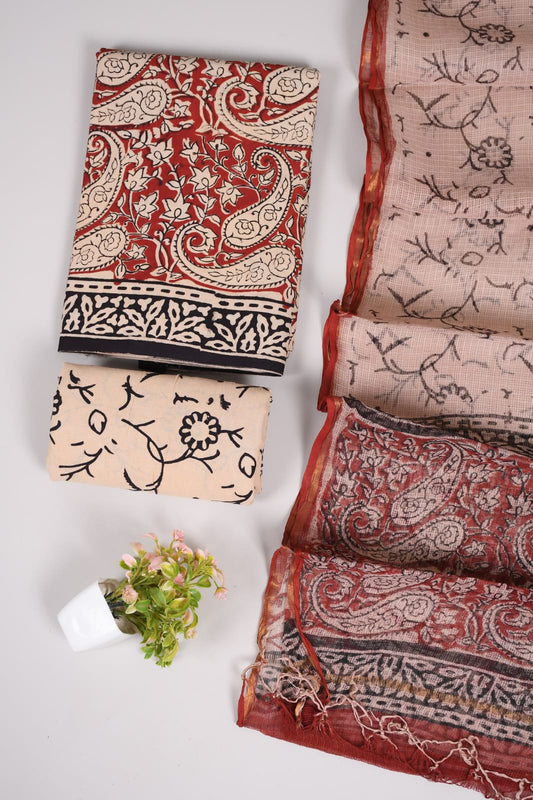 JAIPURI BLOCK PRINTED COTTON SUIT WITH KOTA DUPPATA (CKS85)