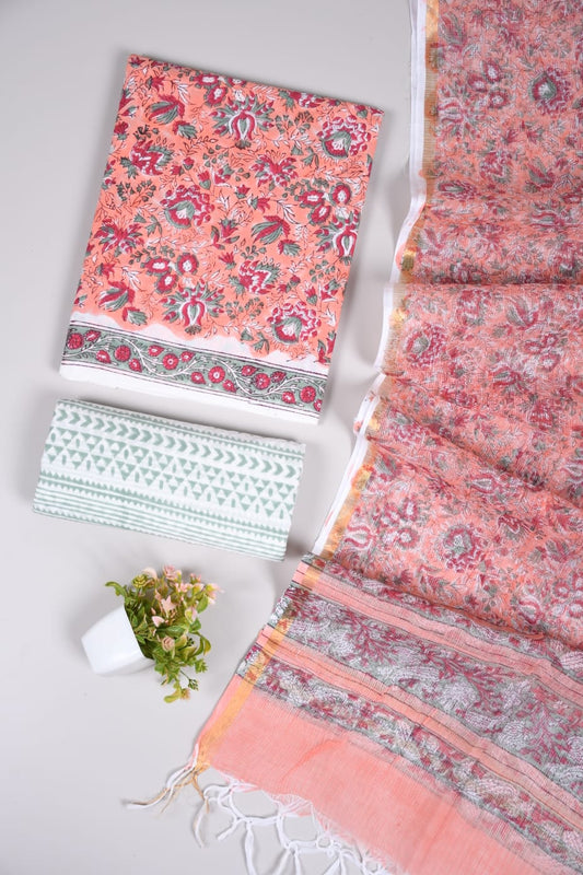 JAIPURI BLOCK PRINTED COTTON SUIT WITH KOTA DUPPATA (CKS88)